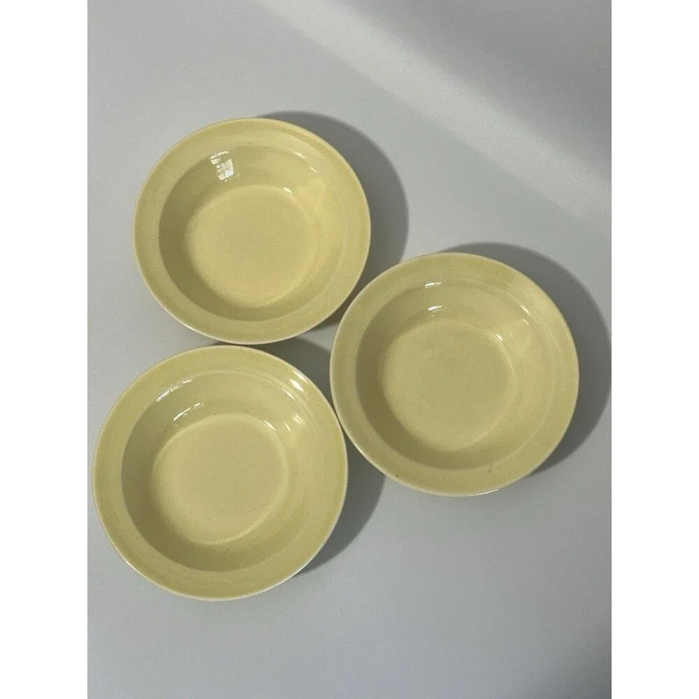 Set of 3 TS &T Luray Pastels 5 3/8” Yellow Rim Fruit Bowls Vintage